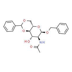 ChemSpider 2D Image | Benzyl 2-acetamido-4,6-O-benzylidene-2-deoxy-alpha-L-glucopyranoside | C22H25NO6