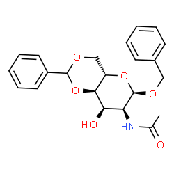 ChemSpider 2D Image | Benzyl 2-acetamido-4,6-O-benzylidene-2-deoxy-alpha-L-allopyranoside | C22H25NO6