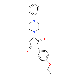 ChemSpider 2D Image | 1-(4-Ethoxyphenyl)-3-[4-(2-pyridinyl)-1-piperazinyl]-2,5-pyrrolidinedione | C21H24N4O3