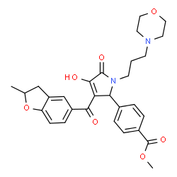 ChemSpider 2D Image | Methyl 4-{4-hydroxy-3-[(2-methyl-2,3-dihydro-1-benzofuran-5-yl)carbonyl]-1-[3-(4-morpholinyl)propyl]-5-oxo-2,5-dihydro-1H-pyrrol-2-yl}benzoate | C29H32N2O7