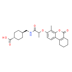 ChemSpider 2D Image | trans-4-[({2-[(4-Methyl-6-oxo-7,8,9,10-tetrahydro-6H-benzo[c]chromen-3-yl)oxy]propanoyl}amino)methyl]cyclohexanecarboxylic acid | C25H31NO6
