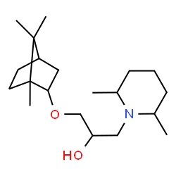 ChemSpider 2D Image | 1-(2,6-Dimethyl-1-piperidinyl)-3-[(1,7,7-trimethylbicyclo[2.2.1]hept-2-yl)oxy]-2-propanol | C20H37NO2