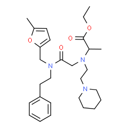 ChemSpider 2D Image | Ethyl N-(2-{[(5-methyl-2-furyl)methyl](2-phenylethyl)amino}-2-oxoethyl)-N-[2-(1-piperidinyl)ethyl]alaninate | C28H41N3O4