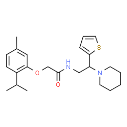 ChemSpider 2D Image | 2-(2-Isopropyl-5-methylphenoxy)-N-[2-(1-piperidinyl)-2-(2-thienyl)ethyl]acetamide | C23H32N2O2S
