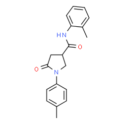ChemSpider 2D Image | N-(2-Methylphenyl)-1-(4-methylphenyl)-5-oxo-3-pyrrolidinecarboxamide | C19H20N2O2