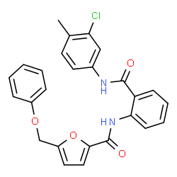 ChemSpider 2D Image | N-{2-[(3-Chloro-4-methylphenyl)carbamoyl]phenyl}-5-(phenoxymethyl)-2-furamide | C26H21ClN2O4