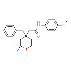 ChemSpider 2D Image | 2-(4-Benzyl-2,2-dimethyltetrahydro-2H-pyran-4-yl)-N-(4-methoxyphenyl)acetamide | C23H29NO3