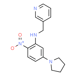 ChemSpider 2D Image | 2-Nitro-N-(3-pyridinylmethyl)-5-(1-pyrrolidinyl)aniline | C16H18N4O2