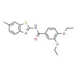 ChemSpider 2D Image | 3,4-Diethoxy-N-(6-methyl-1,3-benzothiazol-2-yl)benzamide | C19H20N2O3S