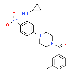 ChemSpider 2D Image | 1-{3-(cyclopropylamino)-4-nitrophenyl}-4-(3-methylbenzoyl)piperazine | C21H24N4O3