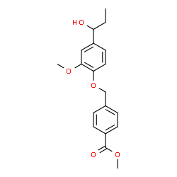 ChemSpider 2D Image | Methyl 4-{[4-(1-hydroxypropyl)-2-methoxyphenoxy]methyl}benzoate | C19H22O5