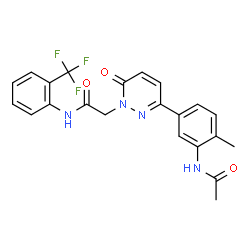 ChemSpider 2D Image | 2-[3-(3-Acetamido-4-methylphenyl)-6-oxo-1(6H)-pyridazinyl]-N-[2-(trifluoromethyl)phenyl]acetamide | C22H19F3N4O3