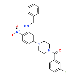 ChemSpider 2D Image | {4-[3-(Benzylamino)-4-nitrophenyl]-1-piperazinyl}(3-fluorophenyl)methanone | C24H23FN4O3