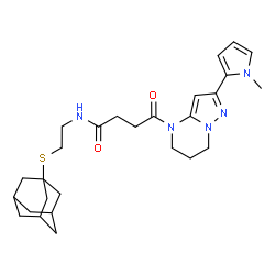 ChemSpider 2D Image | N-[2-(Adamantan-1-ylsulfanyl)ethyl]-4-[2-(1-methyl-1H-pyrrol-2-yl)-6,7-dihydropyrazolo[1,5-a]pyrimidin-4(5H)-yl]-4-oxobutanamide | C27H37N5O2S