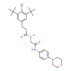 ChemSpider 2D Image | 3-[4-Hydroxy-3,5-bis(2-methyl-2-propanyl)phenyl]-N-methyl-N-(2-{[4-(4-morpholinyl)phenyl]amino}-2-oxoethyl)propanamide | C30H43N3O4