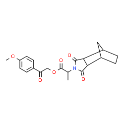 ChemSpider 2D Image | 2-(4-Methoxyphenyl)-2-oxoethyl 2-(3,5-dioxo-4-azatricyclo[5.2.1.0~2,6~]dec-4-yl)propanoate | C21H23NO6