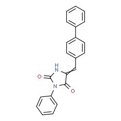 ChemSpider 2D Image | 5-(4-Biphenylylmethylene)-3-phenyl-2,4-imidazolidinedione | C22H16N2O2