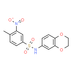 ChemSpider 2D Image | N-(2,3-Dihydro-1,4-benzodioxin-6-yl)-4-methyl-3-nitrobenzenesulfonamide | C15H14N2O6S