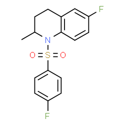 ChemSpider 2D Image | 6-Fluoro-1-[(4-fluorophenyl)sulfonyl]-2-methyl-1,2,3,4-tetrahydroquinoline | C16H15F2NO2S