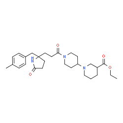 ChemSpider 2D Image | Ethyl 1'-{3-[2-(4-methylbenzyl)-5-oxo-2-pyrrolidinyl]propanoyl}-1,4'-bipiperidine-3-carboxylate | C28H41N3O4