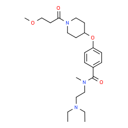 ChemSpider 2D Image | N-[2-(Diethylamino)ethyl]-4-{[1-(3-methoxypropanoyl)-4-piperidinyl]oxy}-N-methylbenzamide | C23H37N3O4