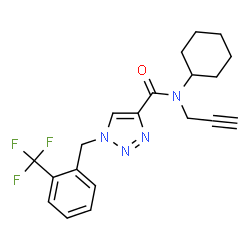 ChemSpider 2D Image | N-Cyclohexyl-N-(2-propyn-1-yl)-1-[2-(trifluoromethyl)benzyl]-1H-1,2,3-triazole-4-carboxamide | C20H21F3N4O