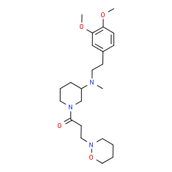 ChemSpider 2D Image | 1-(3-{[2-(3,4-Dimethoxyphenyl)ethyl](methyl)amino}-1-piperidinyl)-3-(1,2-oxazinan-2-yl)-1-propanone | C23H37N3O4