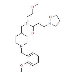 ChemSpider 2D Image | N-{[1-(2-Methoxybenzyl)-4-piperidinyl]methyl}-N-(2-methoxyethyl)-3-(1,2-oxazolidin-2-yl)propanamide | C23H37N3O4