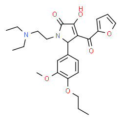 ChemSpider 2D Image | 1-[2-(Diethylamino)ethyl]-4-(2-furoyl)-3-hydroxy-5-(3-methoxy-4-propoxyphenyl)-1,5-dihydro-2H-pyrrol-2-one | C25H32N2O6