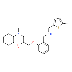 ChemSpider 2D Image | 1-[Cyclohexyl(methyl)amino]-3-[2-({[(5-methyl-2-thienyl)methyl]amino}methyl)phenoxy]-2-propanol | C23H34N2O2S