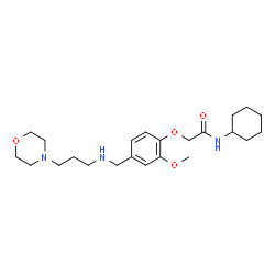 ChemSpider 2D Image | N-Cyclohexyl-2-[2-methoxy-4-({[3-(4-morpholinyl)propyl]amino}methyl)phenoxy]acetamide | C23H37N3O4