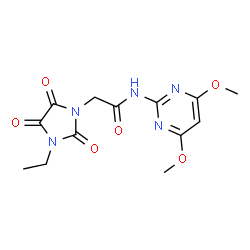 ChemSpider 2D Image | N-(4,6-Dimethoxy-2-pyrimidinyl)-2-(3-ethyl-2,4,5-trioxo-1-imidazolidinyl)acetamide | C13H15N5O6