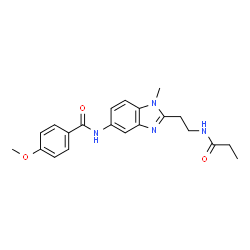 ChemSpider 2D Image | 4-Methoxy-N-{1-methyl-2-[2-(propionylamino)ethyl]-1H-benzimidazol-5-yl}benzamide | C21H24N4O3