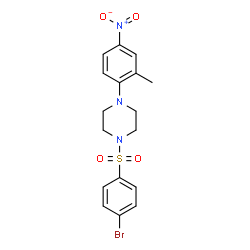ChemSpider 2D Image | 1-[(4-Bromophenyl)sulfonyl]-4-(2-methyl-4-nitrophenyl)piperazine | C17H18BrN3O4S