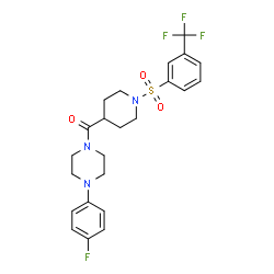ChemSpider 2D Image | [4-(4-Fluorophenyl)-1-piperazinyl](1-{[3-(trifluoromethyl)phenyl]sulfonyl}-4-piperidinyl)methanone | C23H25F4N3O3S