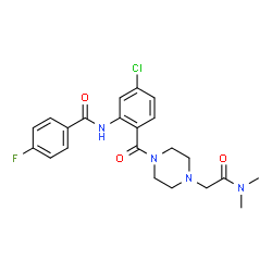 ChemSpider 2D Image | N-[5-Chloro-2-({4-[2-(dimethylamino)-2-oxoethyl]-1-piperazinyl}carbonyl)phenyl]-4-fluorobenzamide | C22H24ClFN4O3