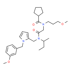 ChemSpider 2D Image | N-[2-(sec-Butyl{[1-(3-methoxybenzyl)-1H-pyrrol-2-yl]methyl}amino)-2-oxoethyl]-N-(3-methoxypropyl)cyclopentanecarboxamide | C29H43N3O4