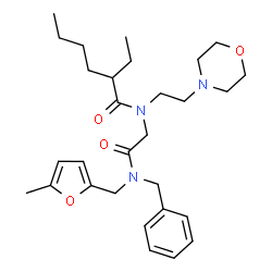 ChemSpider 2D Image | N-(2-{Benzyl[(5-methyl-2-furyl)methyl]amino}-2-oxoethyl)-2-ethyl-N-[2-(4-morpholinyl)ethyl]hexanamide | C29H43N3O4