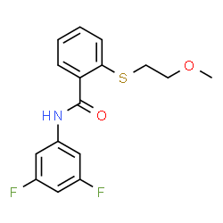 ChemSpider 2D Image | N-(3,5-Difluorophenyl)-2-[(2-methoxyethyl)sulfanyl]benzamide | C16H15F2NO2S