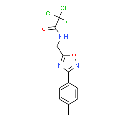ChemSpider 2D Image | 2,2,2-Trichloro-N-{[3-(4-methylphenyl)-1,2,4-oxadiazol-5-yl]methyl}acetamide | C12H10Cl3N3O2