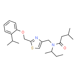 ChemSpider 2D Image | N-sec-Butyl-N-({2-[(2-isopropylphenoxy)methyl]-1,3-thiazol-4-yl}methyl)-3-methylbutanamide | C23H34N2O2S