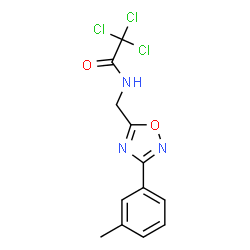 ChemSpider 2D Image | 2,2,2-Trichloro-N-{[3-(3-methylphenyl)-1,2,4-oxadiazol-5-yl]methyl}acetamide | C12H10Cl3N3O2