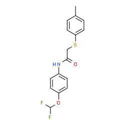 ChemSpider 2D Image | N-[4-(Difluoromethoxy)phenyl]-2-[(4-methylphenyl)sulfanyl]acetamide | C16H15F2NO2S