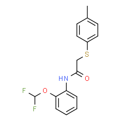 ChemSpider 2D Image | N-[2-(Difluoromethoxy)phenyl]-2-[(4-methylphenyl)sulfanyl]acetamide | C16H15F2NO2S