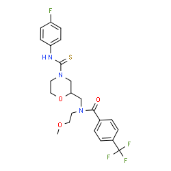 ChemSpider 2D Image | N-({4-[(4-Fluorophenyl)carbamothioyl]-2-morpholinyl}methyl)-N-(2-methoxyethyl)-4-(trifluoromethyl)benzamide | C23H25F4N3O3S