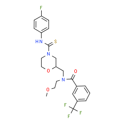 ChemSpider 2D Image | N-({4-[(4-Fluorophenyl)carbamothioyl]-2-morpholinyl}methyl)-N-(2-methoxyethyl)-3-(trifluoromethyl)benzamide | C23H25F4N3O3S