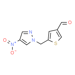 ChemSpider 2D Image | 5-[(4-Nitro-1H-pyrazol-1-yl)methyl]-3-thiophenecarbaldehyde | C9H7N3O3S