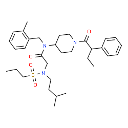 ChemSpider 2D Image | N-(2-Methylbenzyl)-N~2~-(3-methylbutyl)-N-[1-(2-phenylbutanoyl)-4-piperidinyl]-N~2~-(propylsulfonyl)glycinamide | C33H49N3O4S