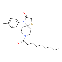 ChemSpider 2D Image | 4-(4-Methylphenyl)-8-nonanoyl-1-thia-4,8-diazaspiro[4.5]decan-3-one | C23H34N2O2S