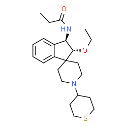 ChemSpider 2D Image | N-[(2R,3R)-2-Ethoxy-1'-(tetrahydro-2H-thiopyran-4-yl)-2,3-dihydrospiro[indene-1,4'-piperidin]-3-yl]propanamide | C23H34N2O2S